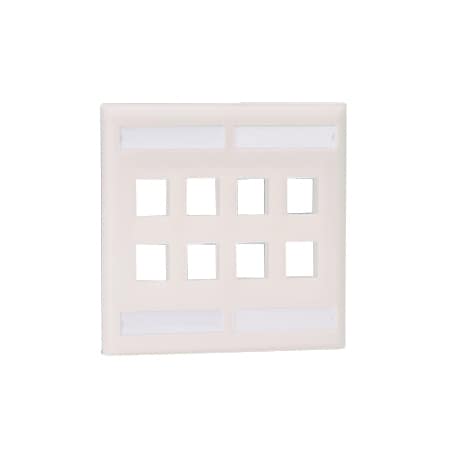 Panduit NETKEY DOUBLE-GANG VERTICAL, FACEPLATE W/ 8 PORTS FLUSH, MOUNT W /LABELS NK8FWH